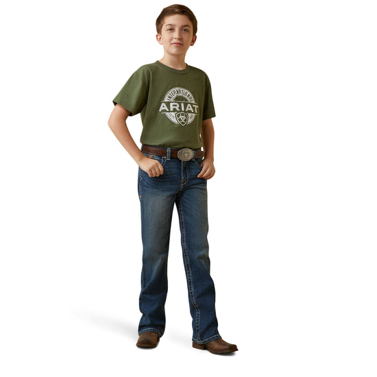 Ariat® Youth Boy's Forest Heather Center Fire Graphic T-Shirt 10045295