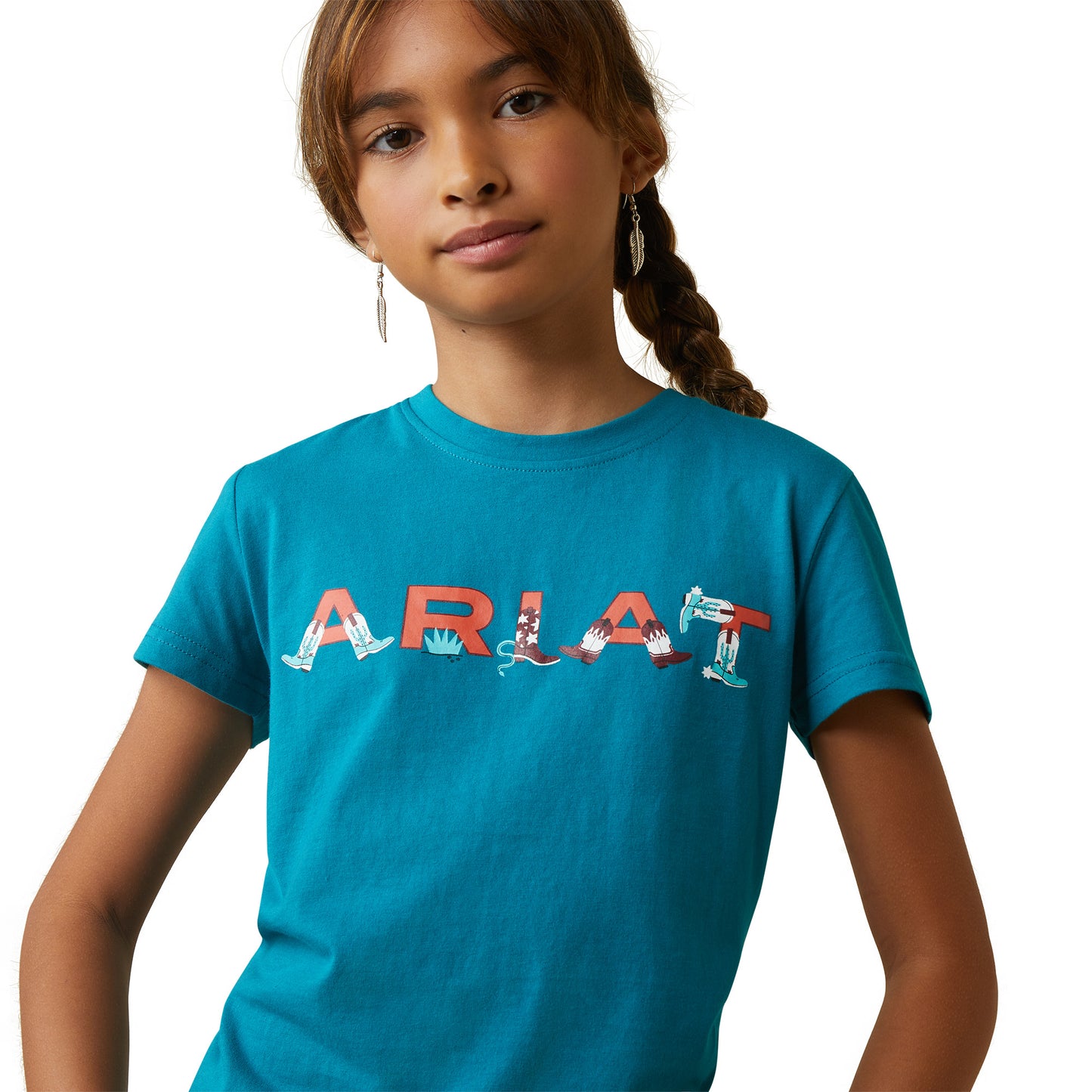 Ariat® Youth Girl's R.E.A.L™ Boot Kickin' Teal T-Shirt 10043629