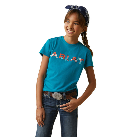 Ariat® Youth Girl's R.E.A.L™ Boot Kickin' Teal T-Shirt 10043629