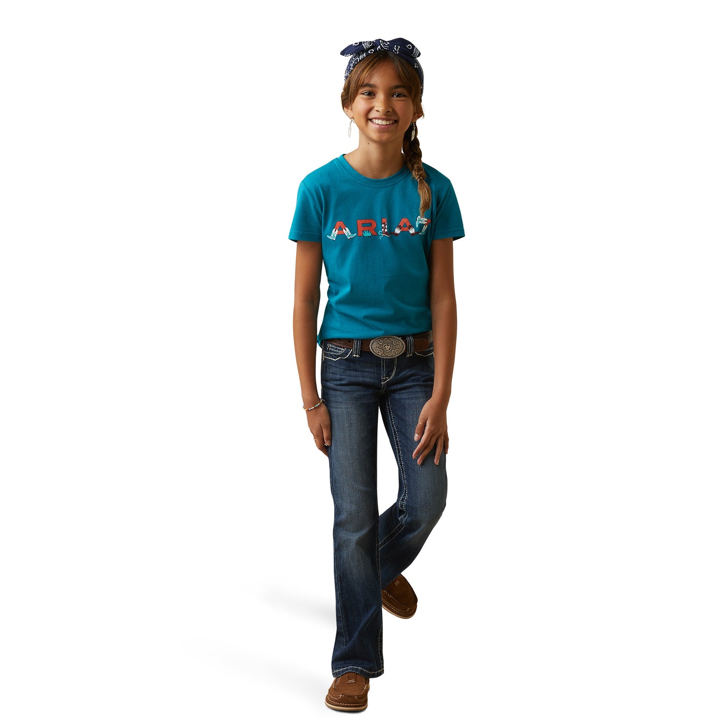 Ariat® Youth Girl's R.E.A.L™ Boot Kickin' Teal T-Shirt 10043629