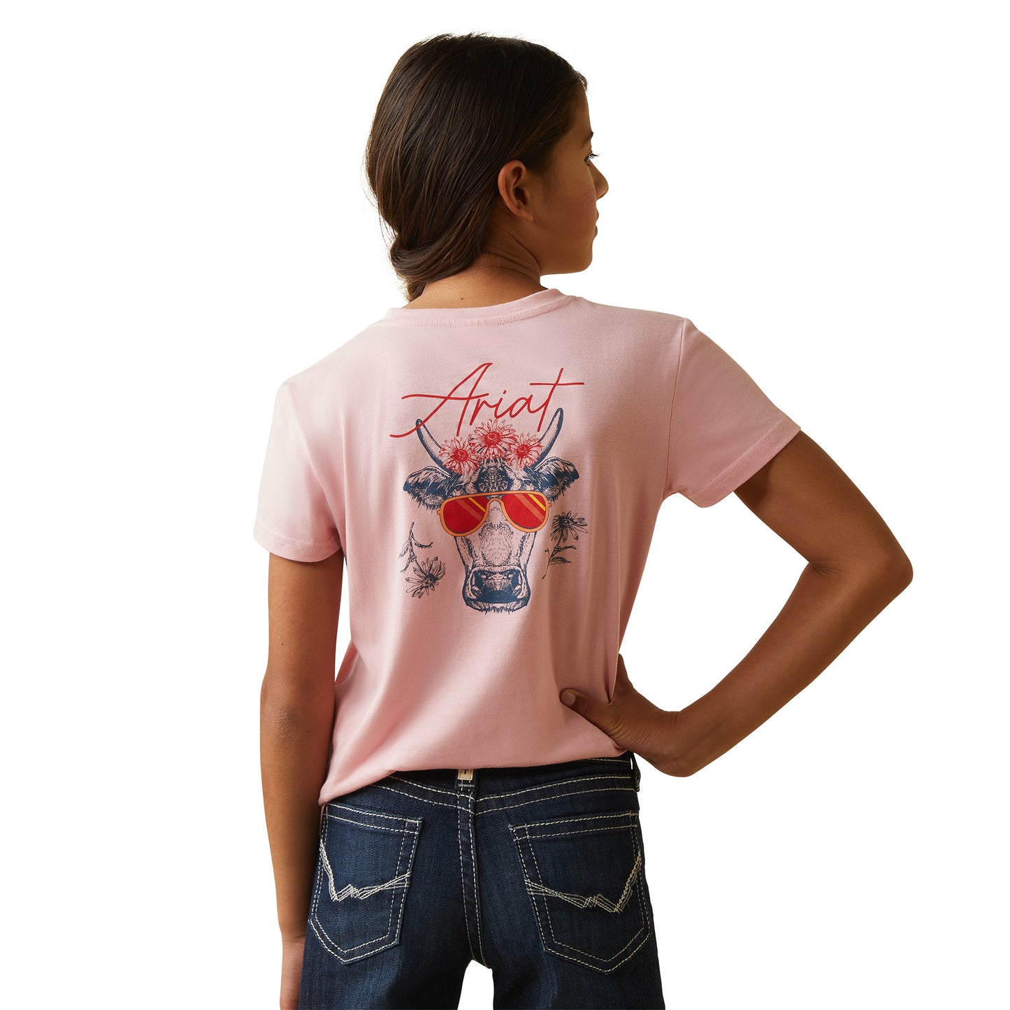 Ariat® Youth Girl's R.E.A.L™ Cool Cow Coral Blush T-Shirt 10043631