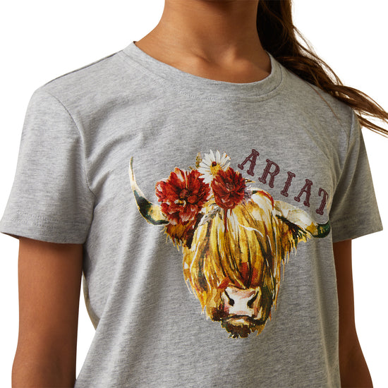 Ariat® Youth Girl's Highlander Rose Heather Grey Graphic T-Shirt 10043818