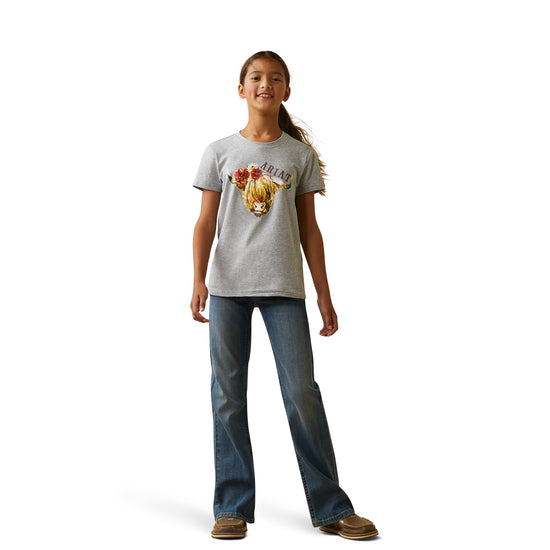 Ariat® Youth Girl's Highlander Rose Heather Grey Graphic T-Shirt 10043818