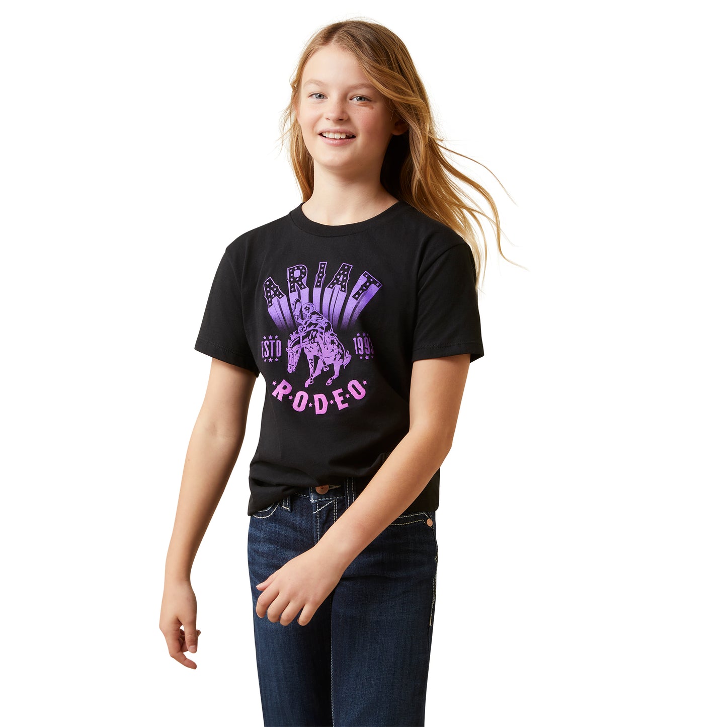 Ariat® Girl's Vintage Rodeo Black Graphic T-Shirt 10044609