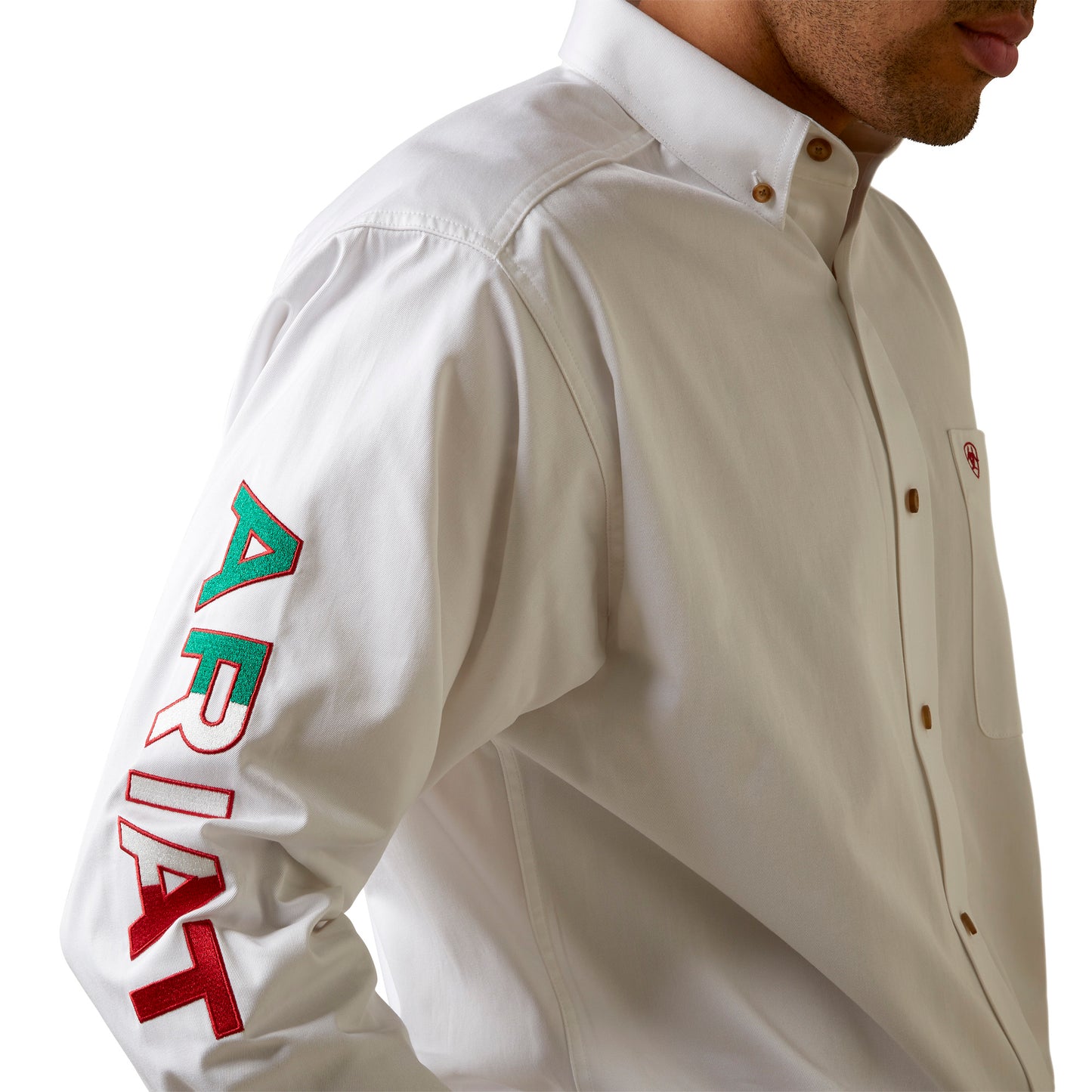 Ariat Men's Team Logo Mexico White Button Down Shirt 10040911