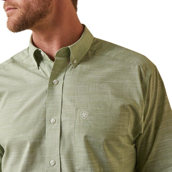 Ariat® Men's Classic Solid Slub Posh Olive Button Down Shirt 10043359