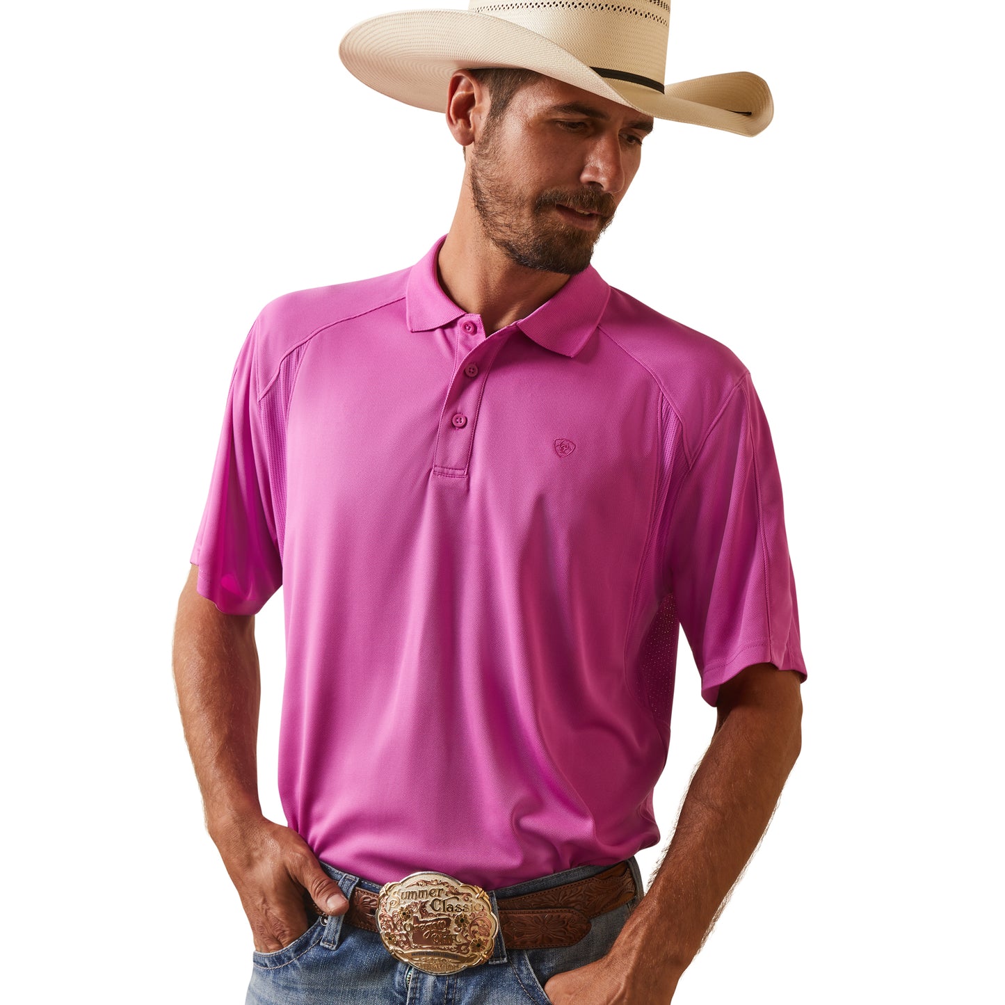 Ariat® Men's AC Dark Orchid Pink Polo Shirt 10043516