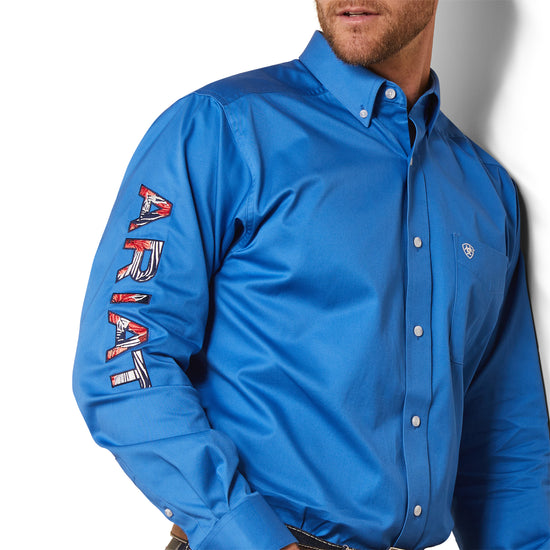 Ariat® Men's Team Logo Twill Campanula Blue Button Down Shirt 10043568