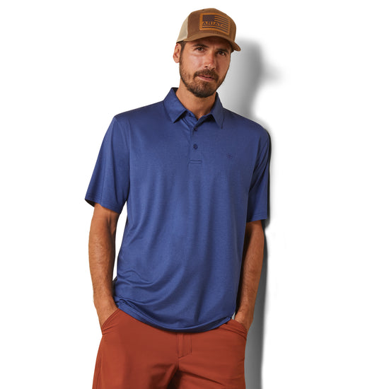 Ariat® Men's Charger 2.0 Cloudburst Blue Polo Shirt 10043572