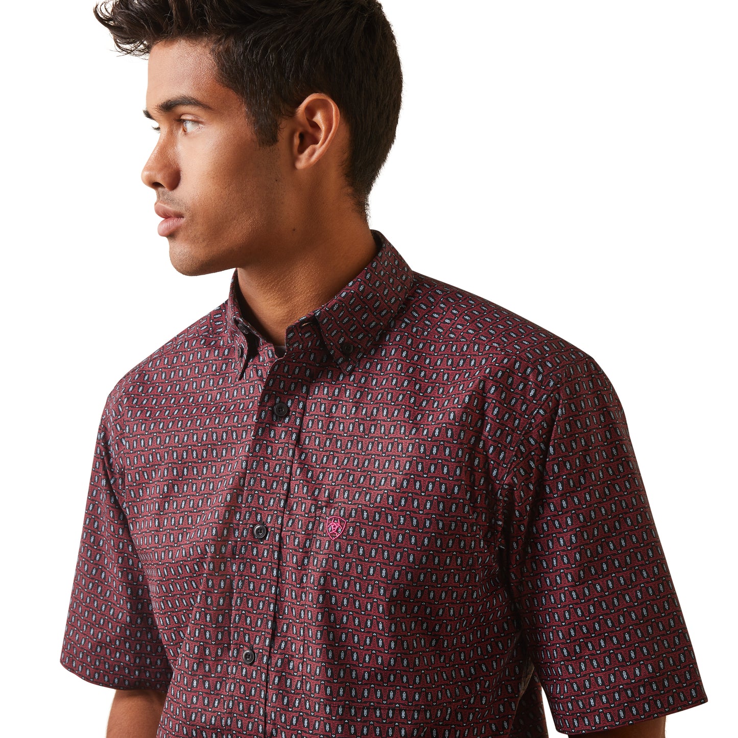 Ariat® Men's Fitted Irie Geometric Purple Button Up Shirt 10043634