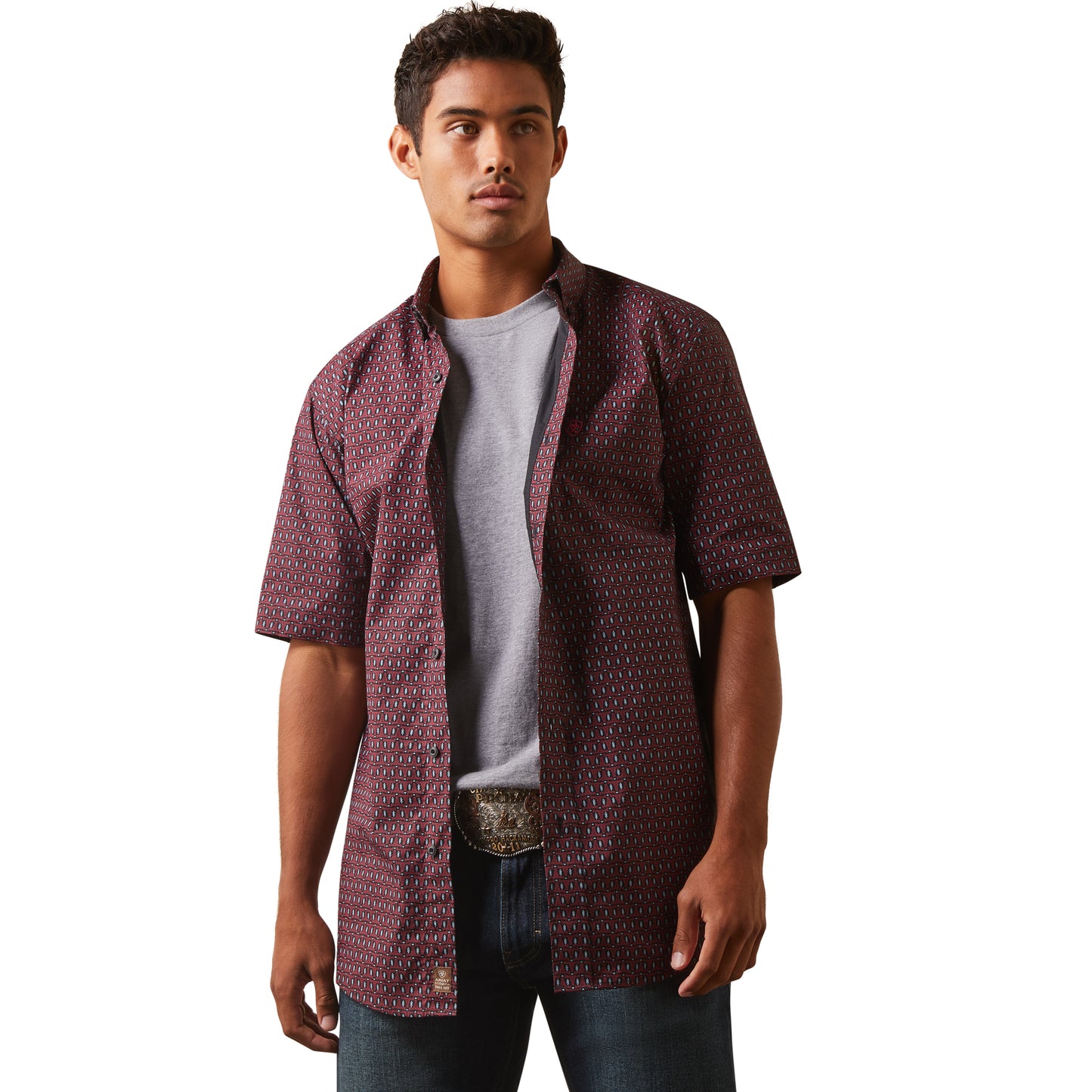 Ariat® Men's Fitted Irie Geometric Purple Button Up Shirt 10043634