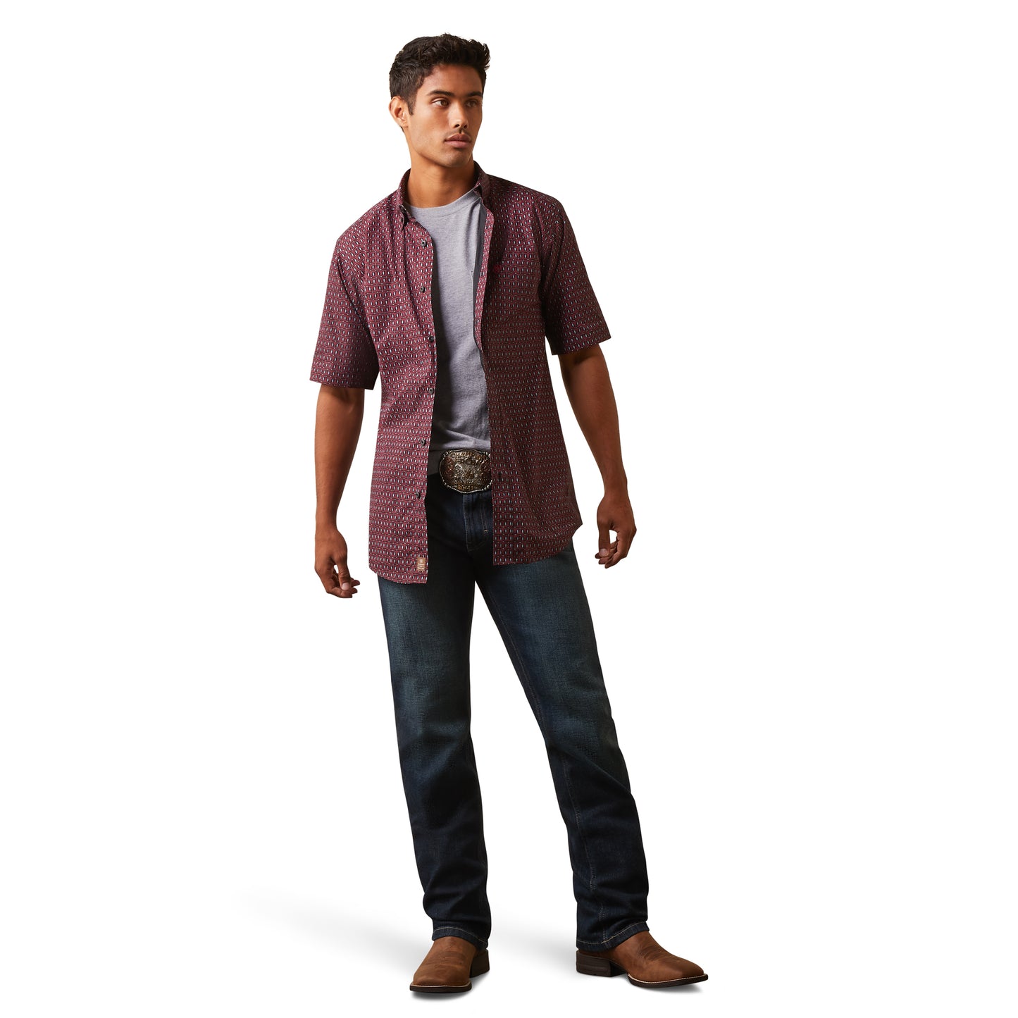 Ariat® Men's Fitted Irie Geometric Purple Button Up Shirt 10043634