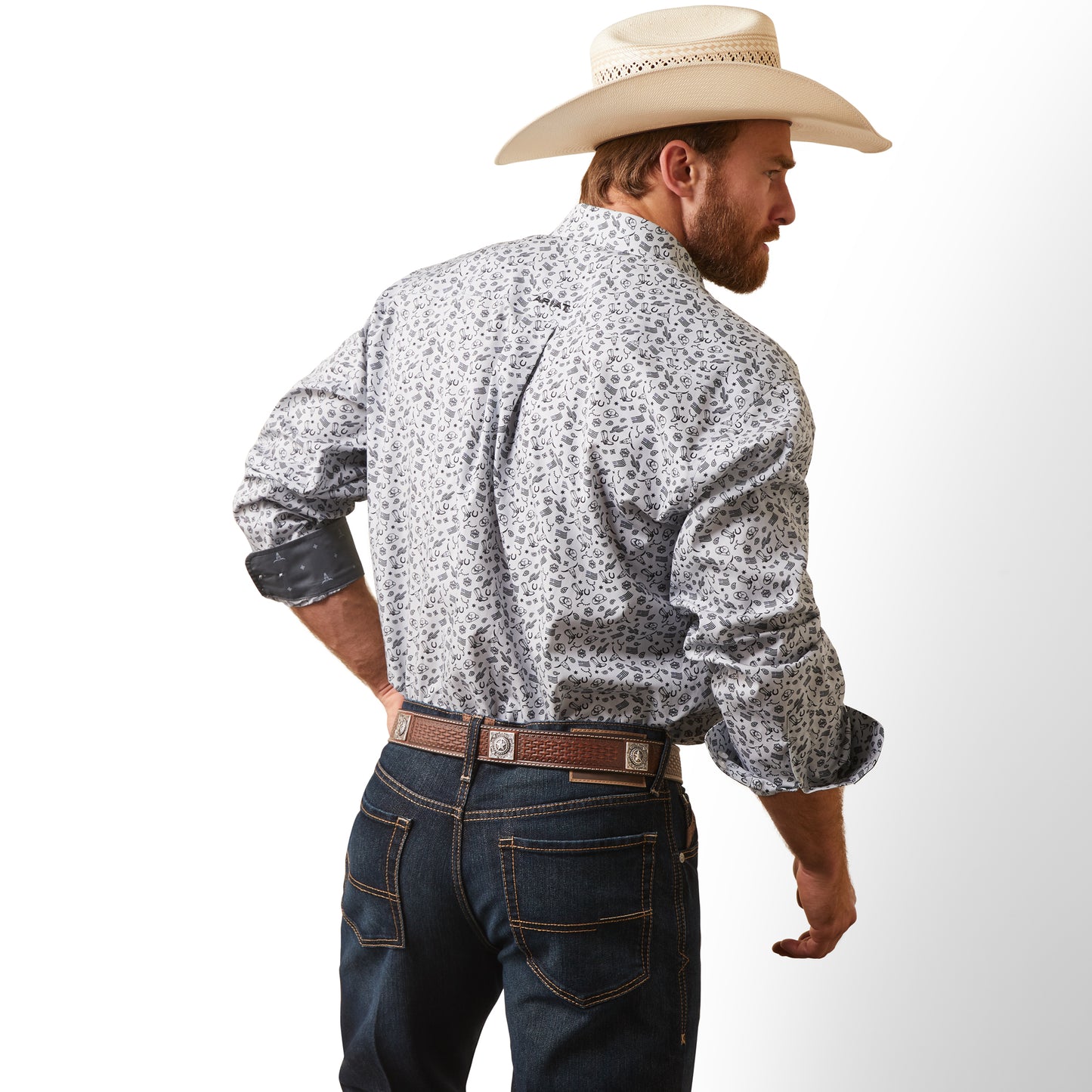 Ariat® Men's Wrinkle Free Fortune Grey Button Down Shirt 10043702