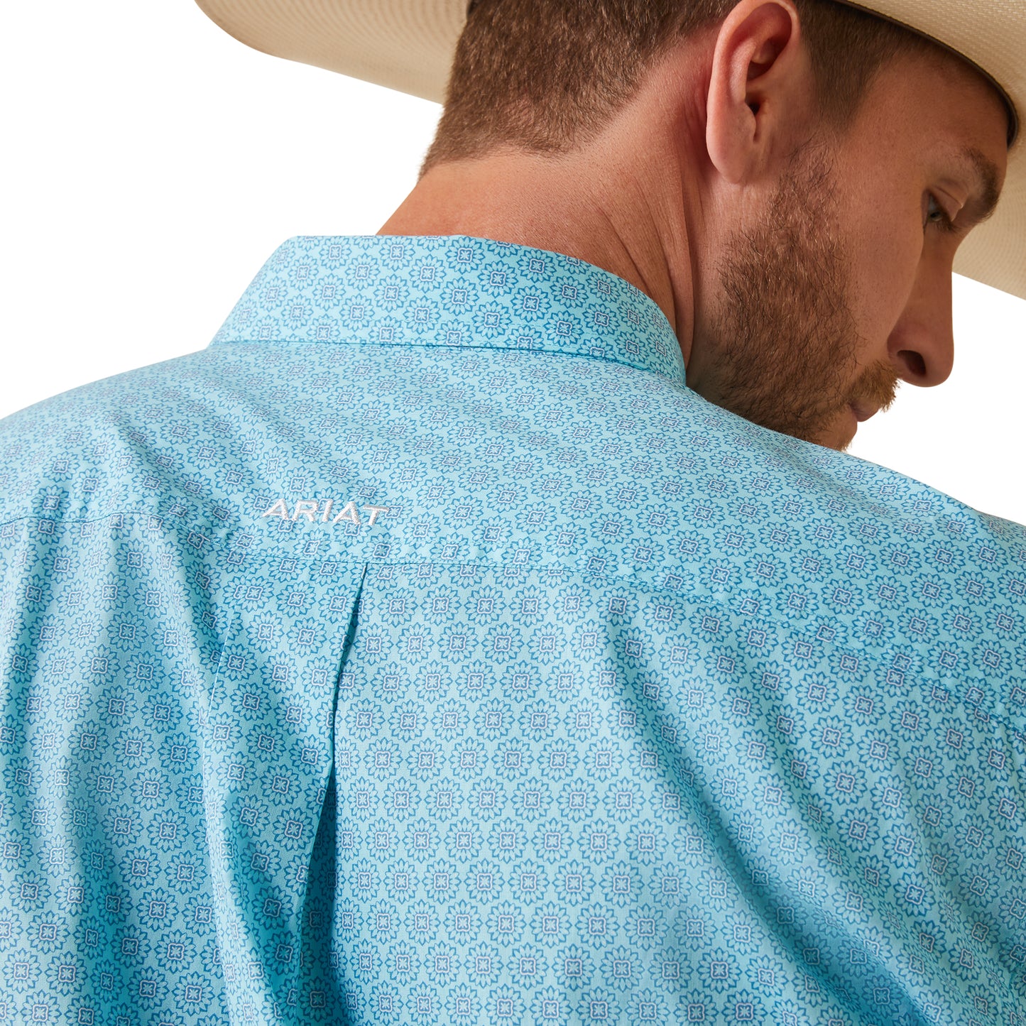 Ariat® Men's Team Caiden Gulf Stream Blue Button Down Shirt 10043727