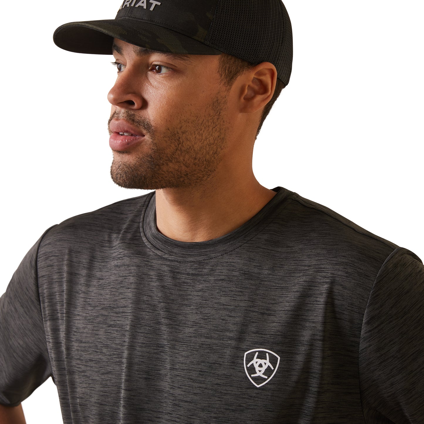 Ariat® Men's Charger Proud Shield Charcoal Heather T-Shirt 10043763