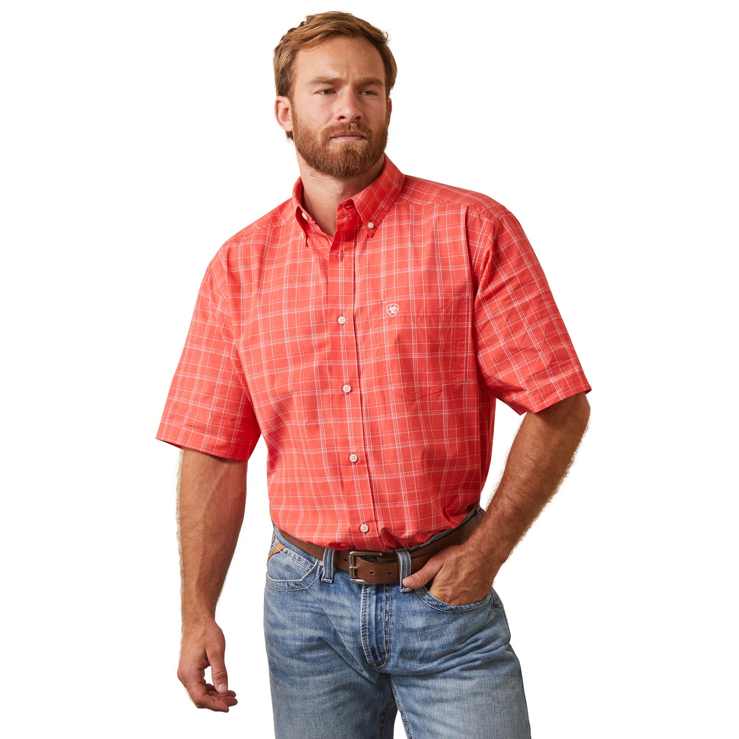 Ariat® Men's Pro Daniel Cayenne Red Button Down Shirt 10043911