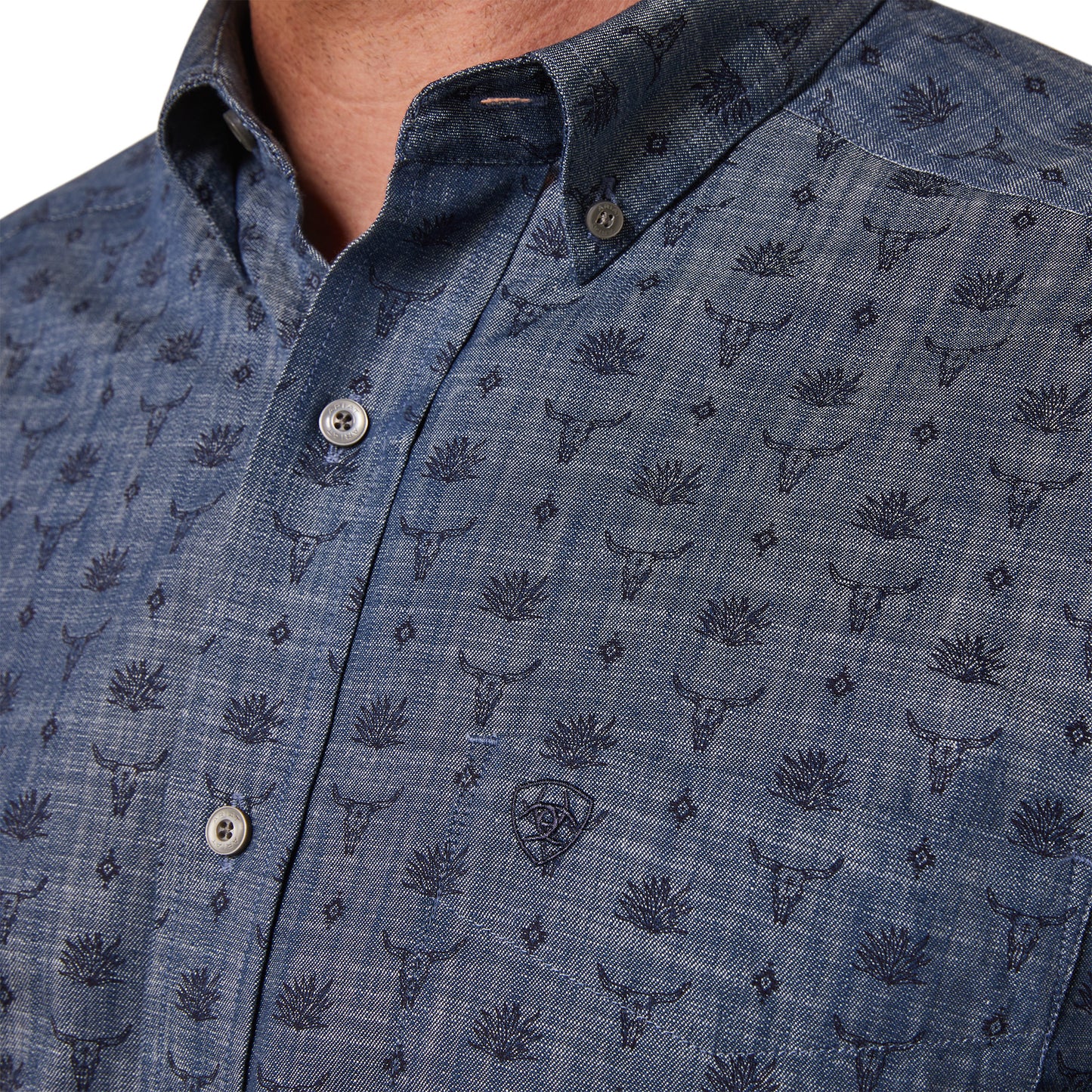 Ariat® Men's Classic Girard Chambray Blue Button Down Shirt 10043918