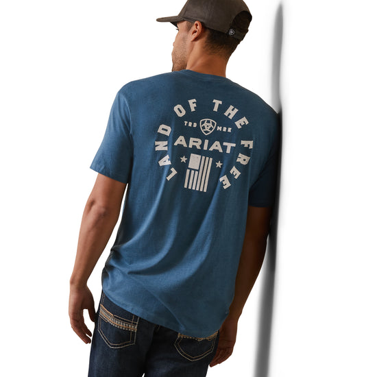 Ariat® Men's Land Of The Free Steel Blue Heather T-Shirt 10044765