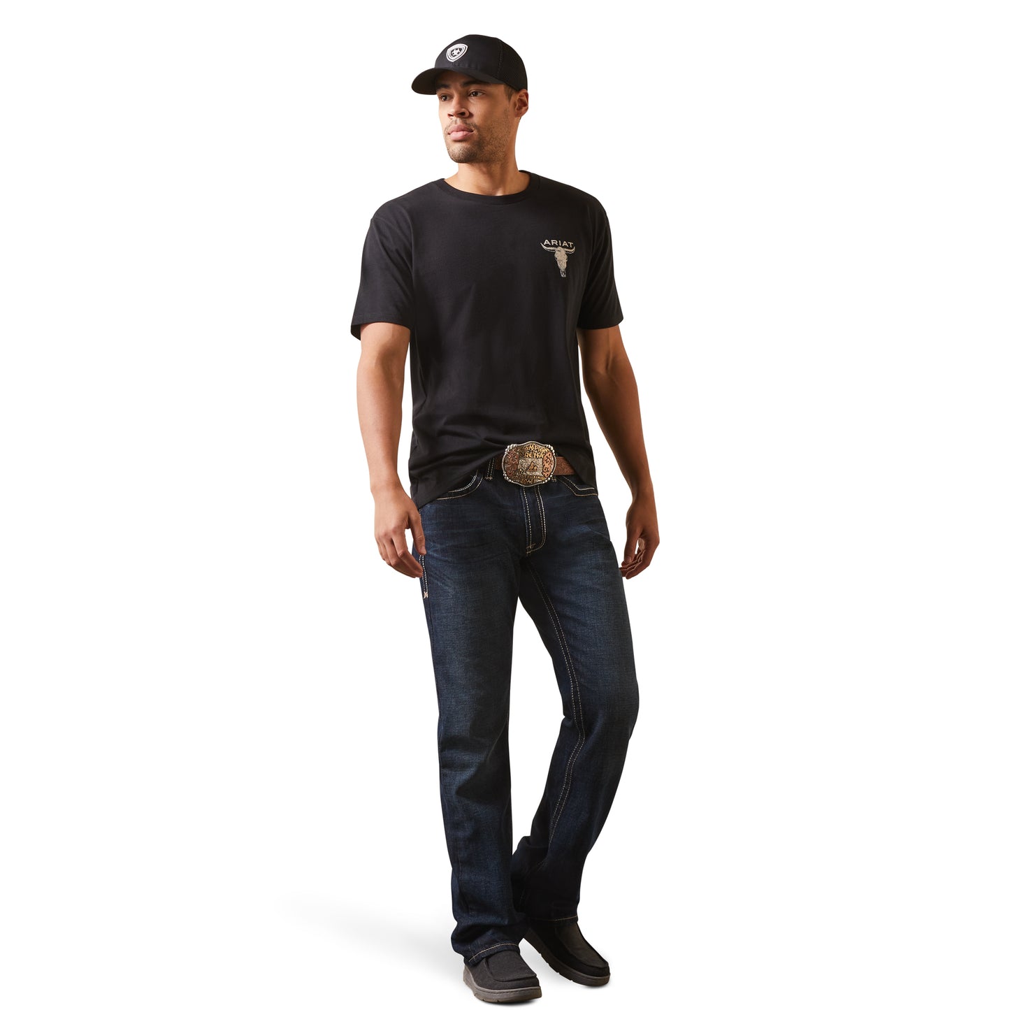 Ariat® Men's Steer Skull Flag Black Graphic T-Shirt 10044770