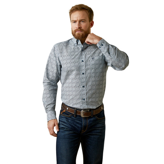 Load image into Gallery viewer, Ariat® Men&amp;#39;s Orville Fitted Blue Button Down Shirt 10044870
