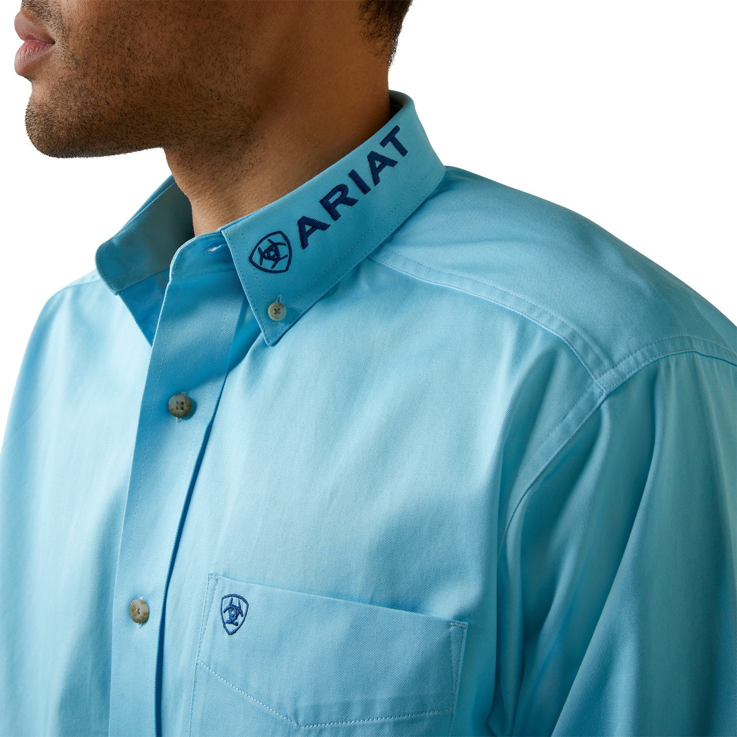 Ariat Men's Team Logo Twill Cenote Aqua Blue Button Down Shirt 10044940