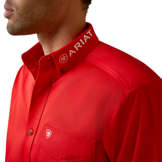 Ariat® Men's Team Logo Poppy Red Twill Button Down Shirt 10044942