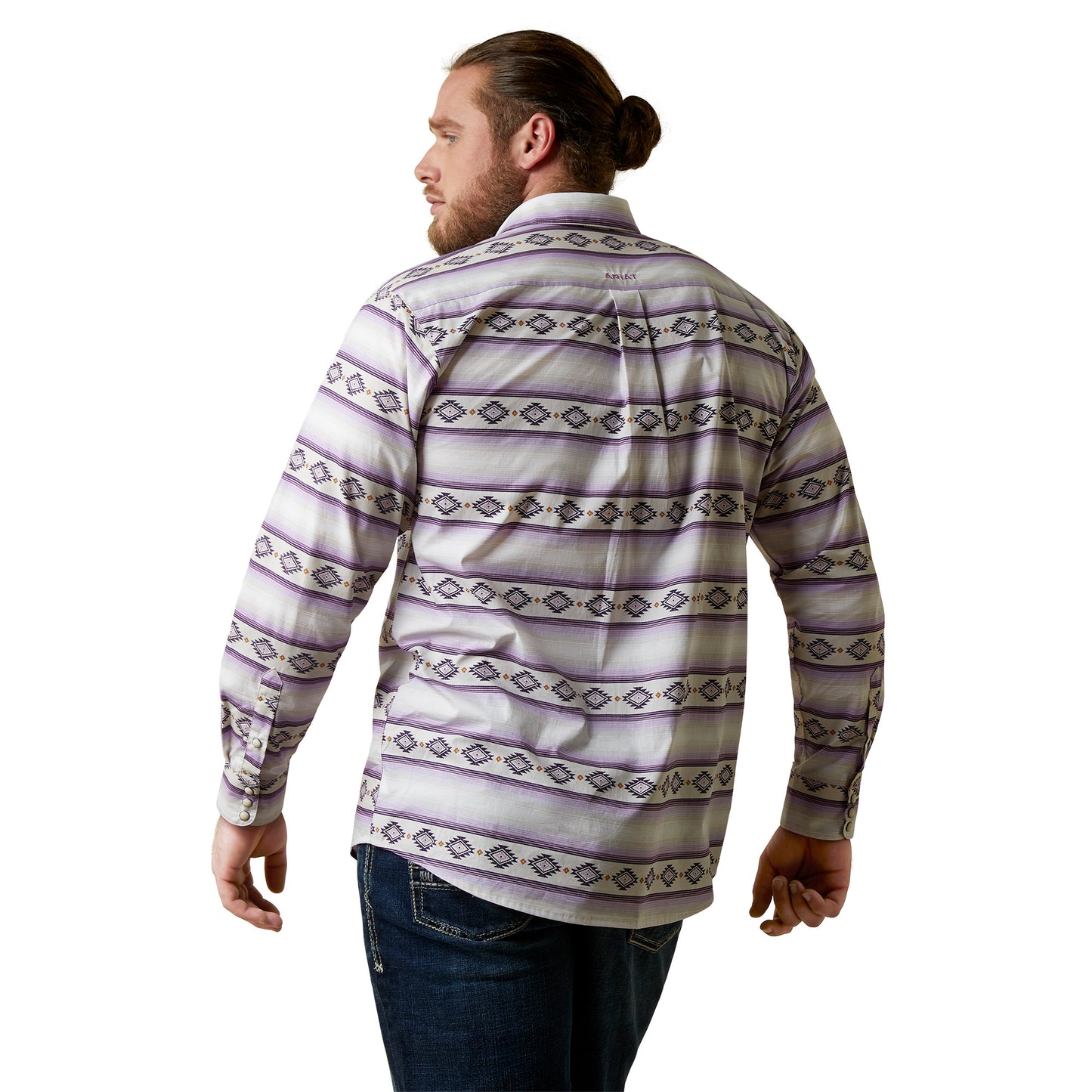 Ariat® Men's Classic Aztec Oyster Gray Snap Button Down Shirt 10044982