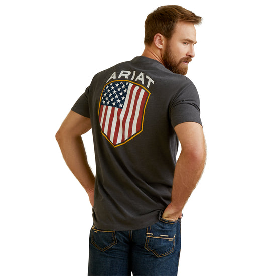 Ariat® Men's Patriot Badge Charcoal Heather T-Shirt 10045278