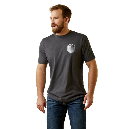 Ariat® Men's Patriot Badge Charcoal Heather T-Shirt 10045278