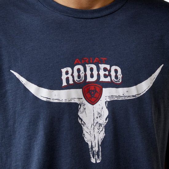 Load image into Gallery viewer, Ariat® Men&amp;#39;s Navy Heather Rodeo Skull Graphic T-Shirt 10045281
