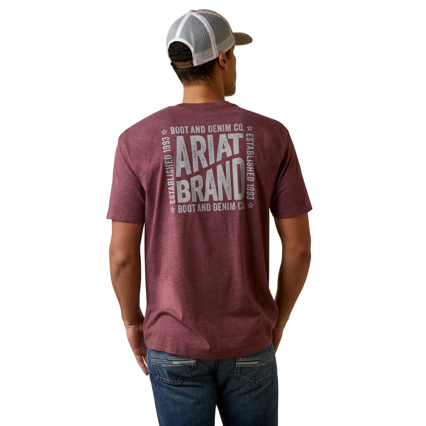 Ariat® Men's Curve Ball Graphic Burgundy Heather T-Shirt 10045282