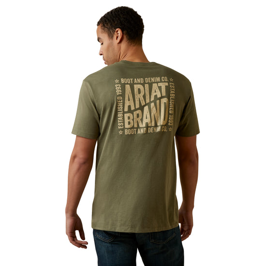 Ariat® Men's Curve Ball Graphic Military Green Heather T-Shirt 10045283