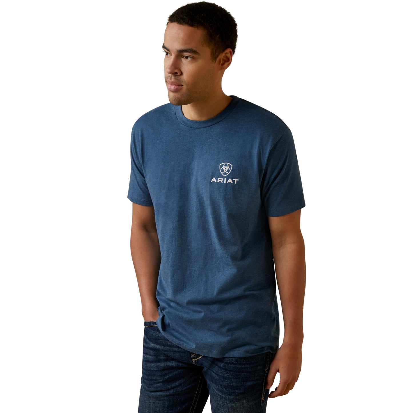 Ariat® Men's Daytona Stripes Sailor Blue Heather T-Shirt 10045292