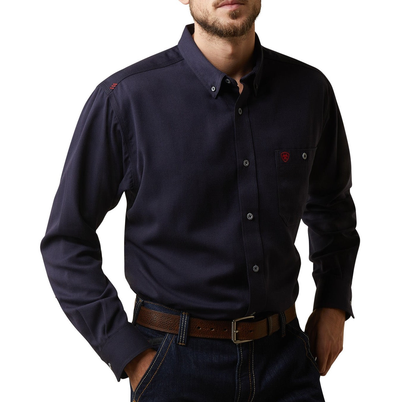 Load image into Gallery viewer, Ariat® Men&amp;#39;s FR Air Inherent Navy Button Down Work Shirt 10040899
