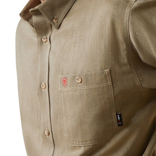 Ariat® Men's FR Air Inherent Khaki Heather Button Up Shirt 10040900