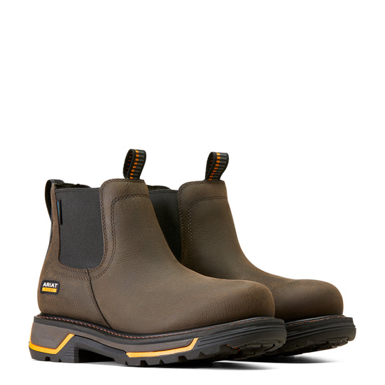 Ariat Men's Big Rig Chelsea Waterproof Iron Coffee Work Boots 10042545