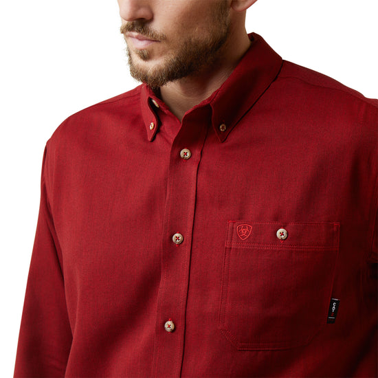 Ariat® Men's FR Air Inherent Red Heather Button Down Work Shirt 10043084