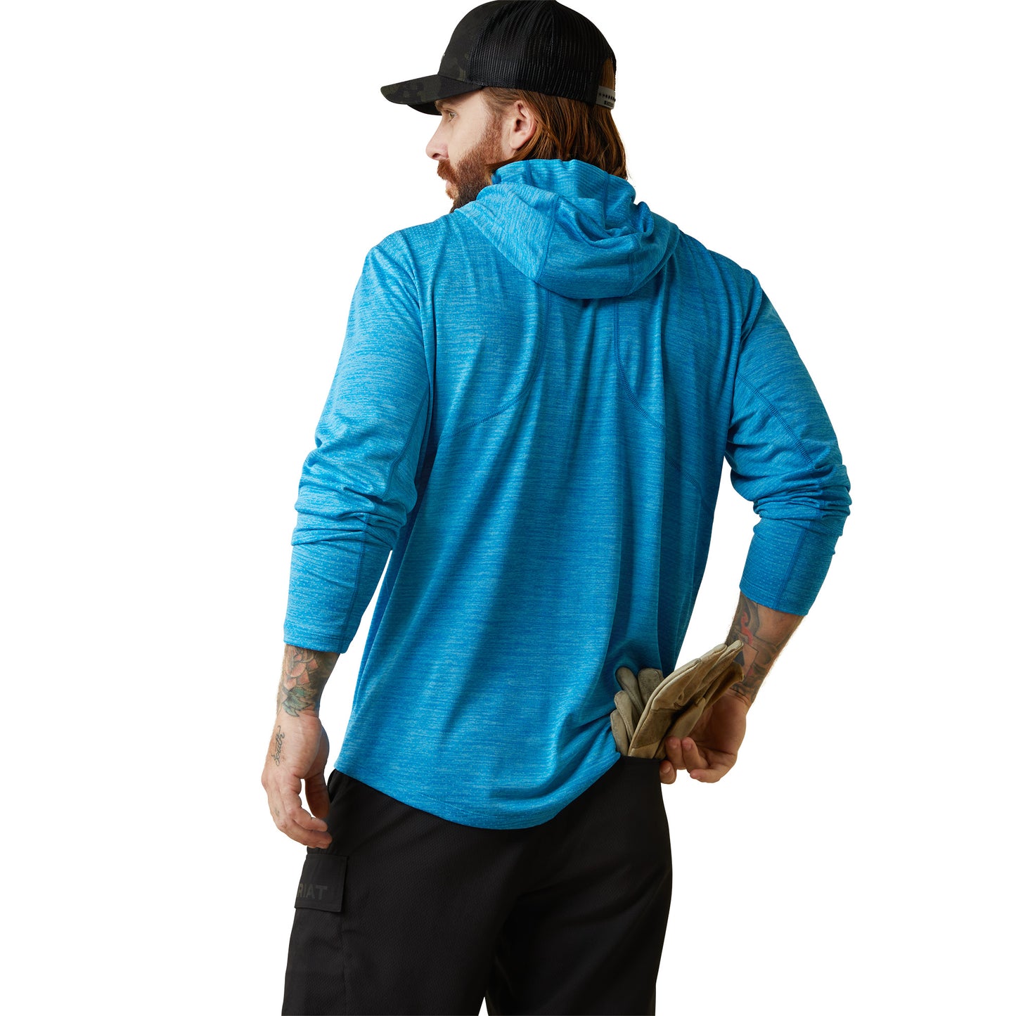 Ariat® Men's Rebar Evolution Hooded Scuba Blue Sun Shirt 10043312
