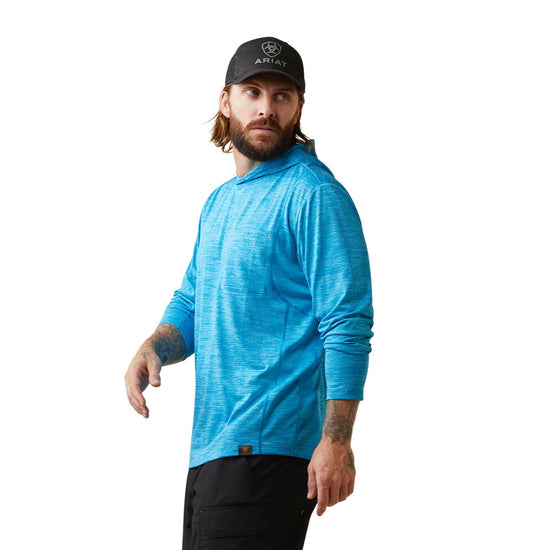Ariat® Men's Rebar Evolution Hooded Scuba Blue Sun Shirt 10043312