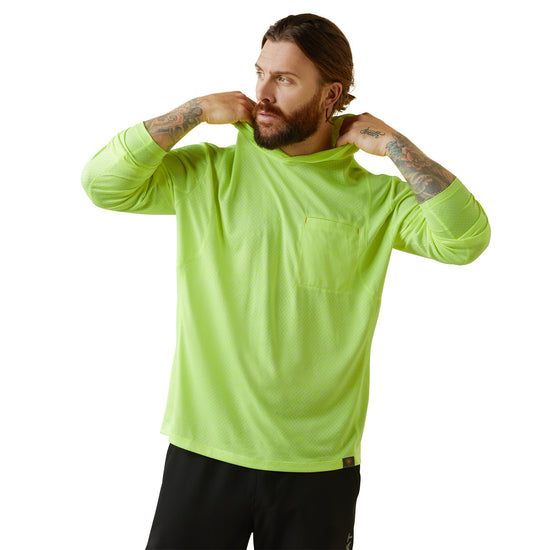 Ariat® Men's Rebar Evolution Hooded Safety Yellow Sun Shirt 10043323