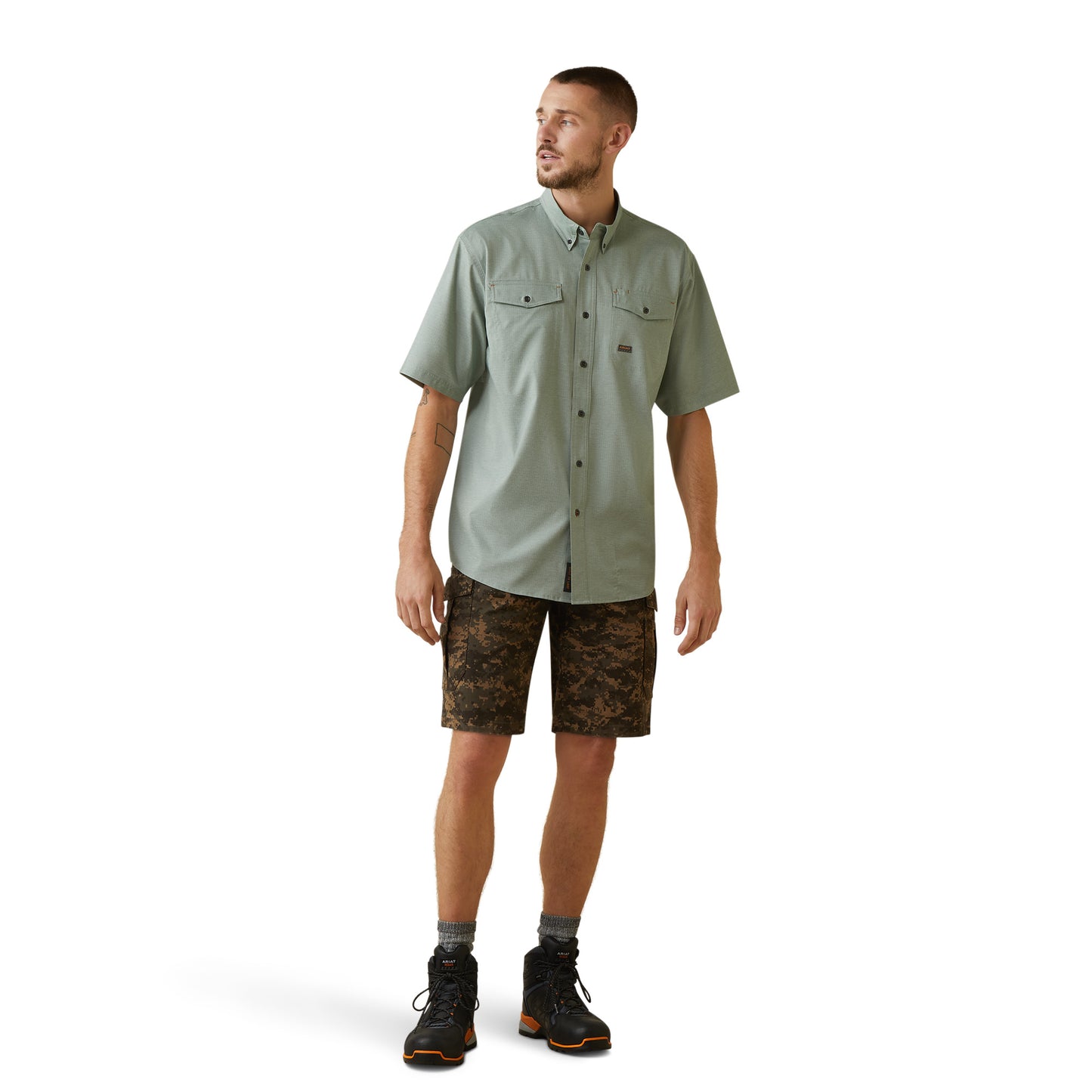 Ariat® Men's Rebar Made Tough VentTEK DuraStretch™ Green Shirt 10043578