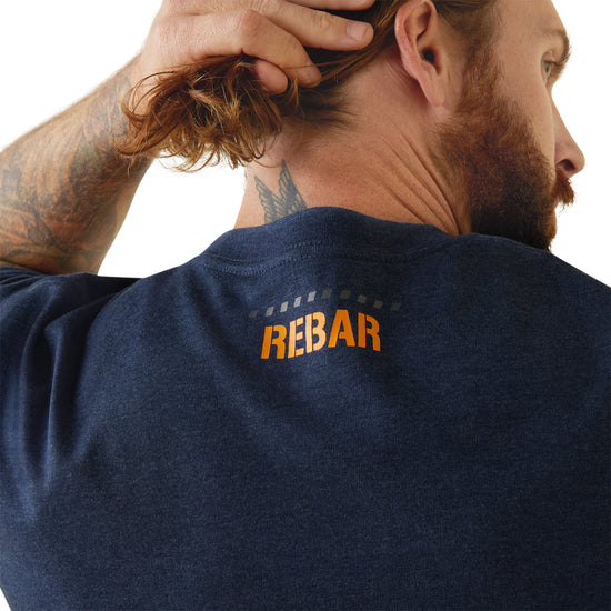 Ariat® Men's Rebar Cotton Strong™ Navy Heather & Lime T-Shirt 10043607