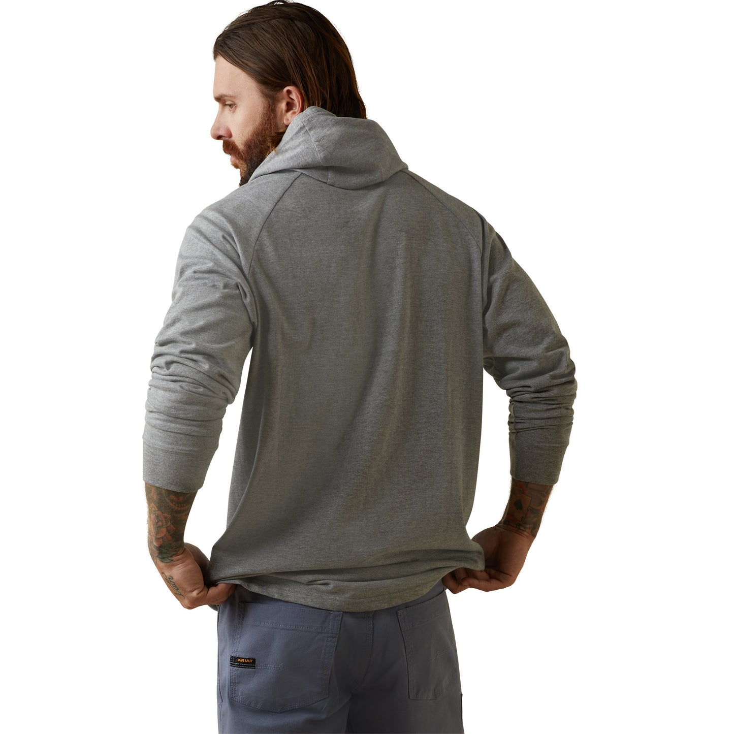 Ariat Men's Rebar Cotton Strong Heather Grey Hooded T-Shirt 10043826