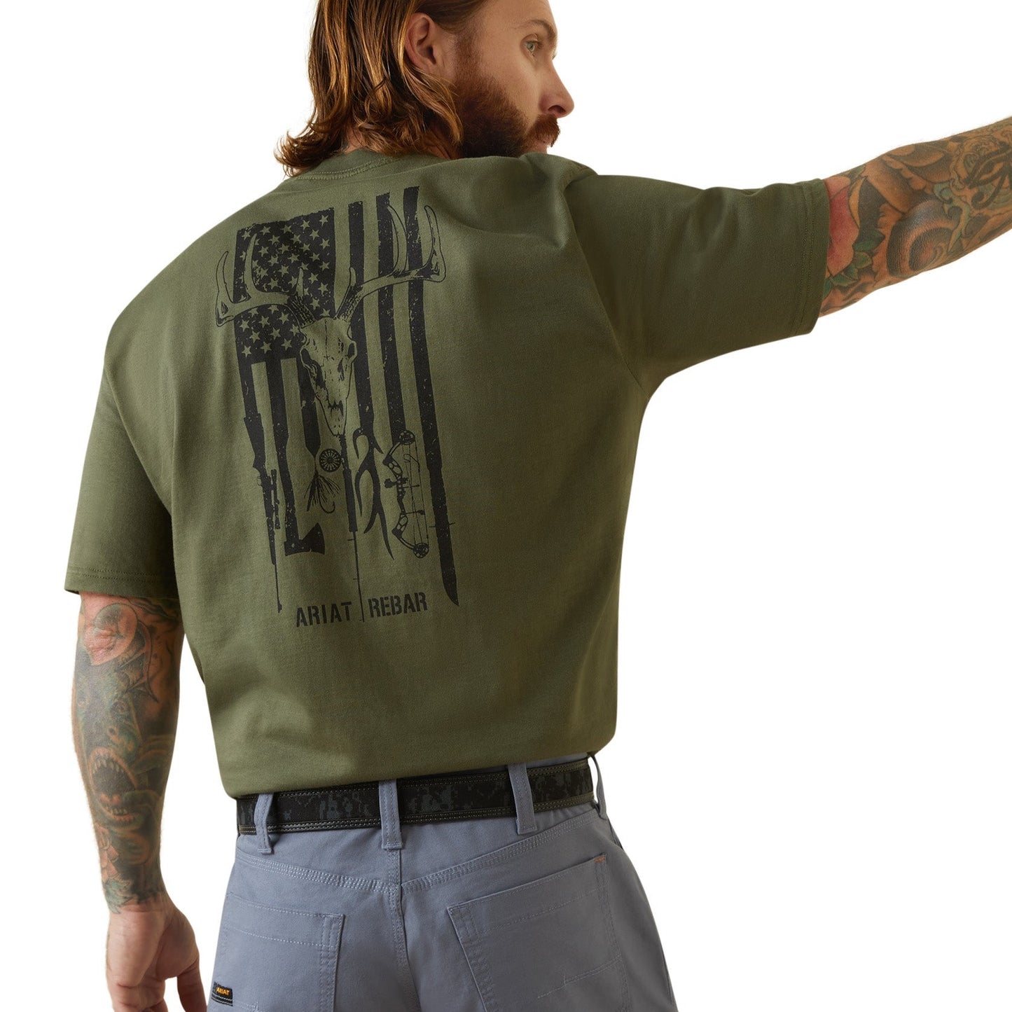 Ariat® Men's Rebar CottonStrong™ American Outdoors Green T-Shirt 10043827