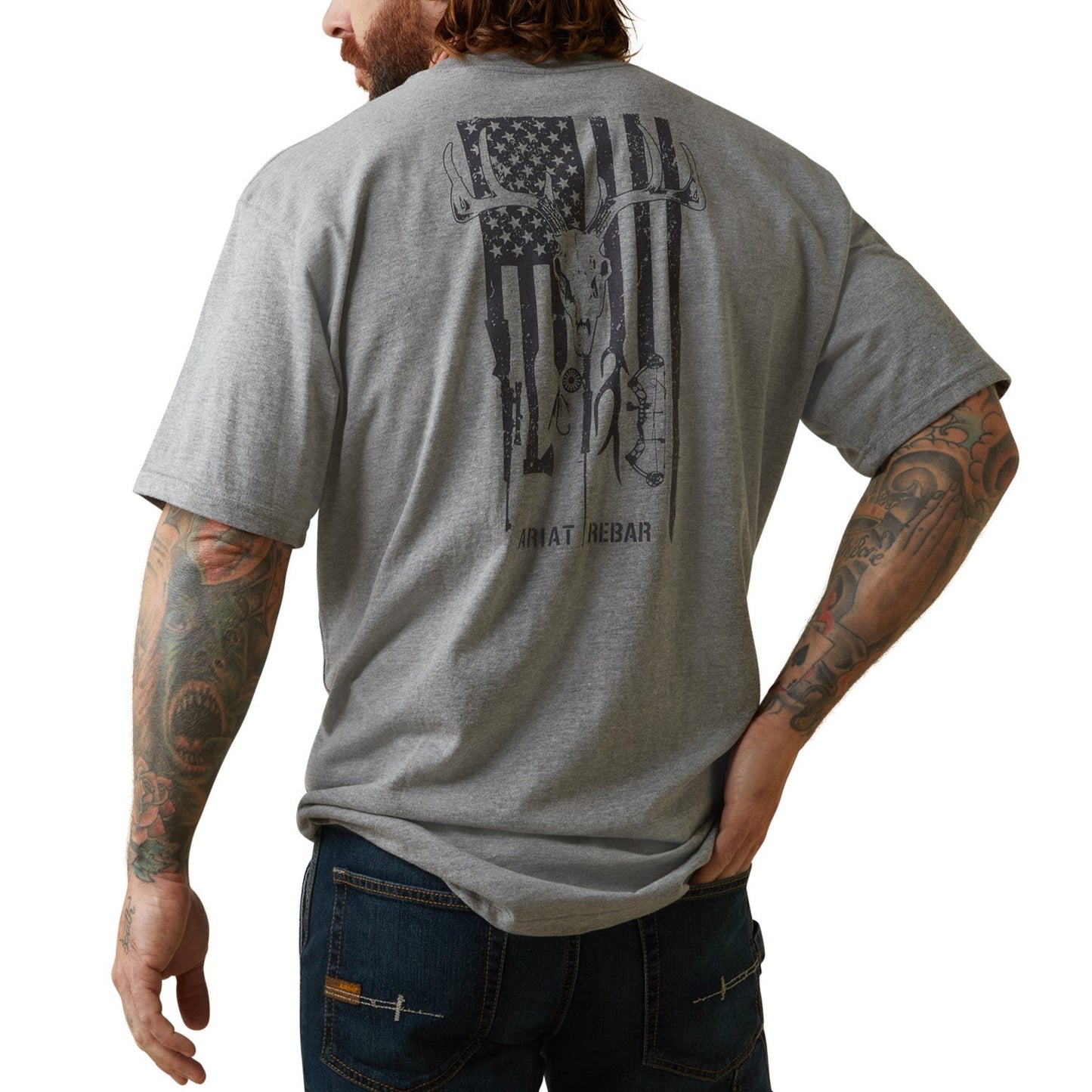 Ariat® Men's Rebar Cotton Strong™ American Outdoors Grey T-Shirt 10043828