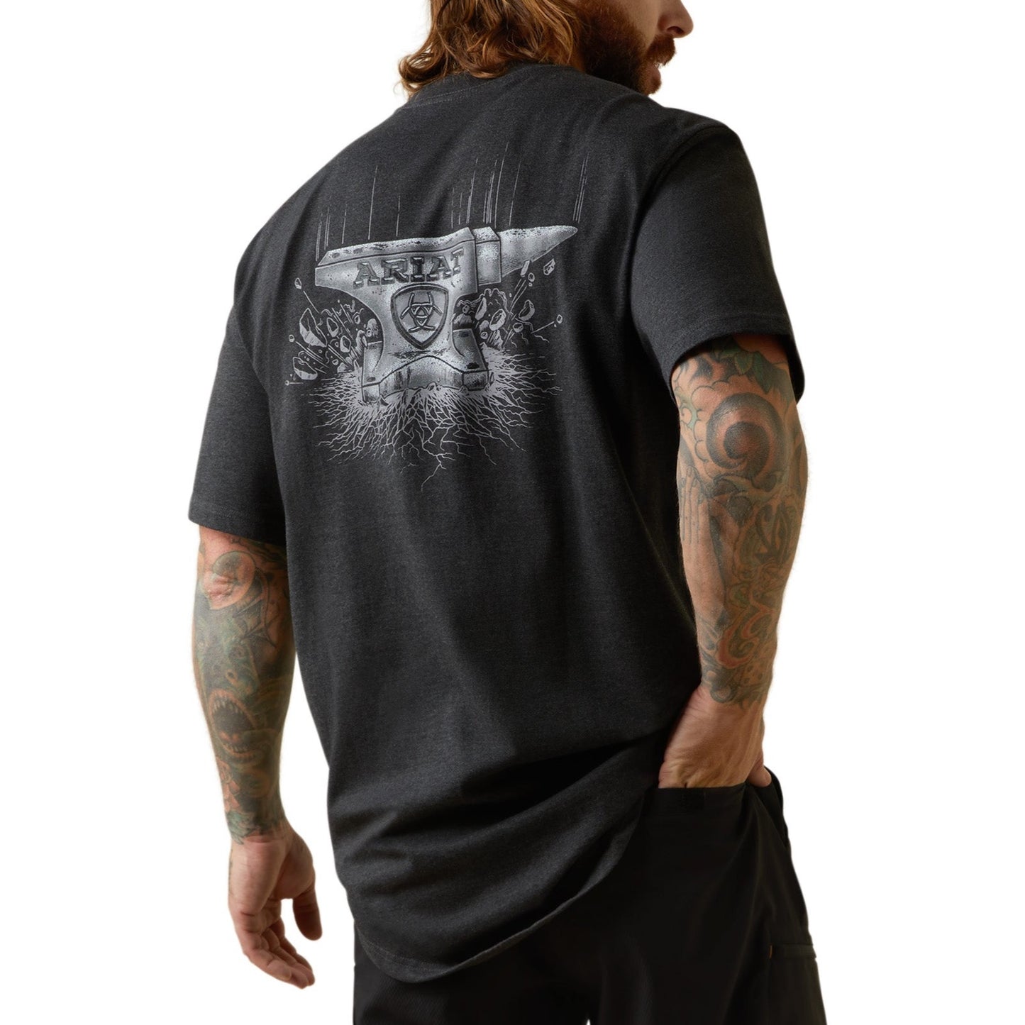 Ariat® Men's Rebar Cotton Strong™ Anvil Force Charcoal T-Shirt 10043829