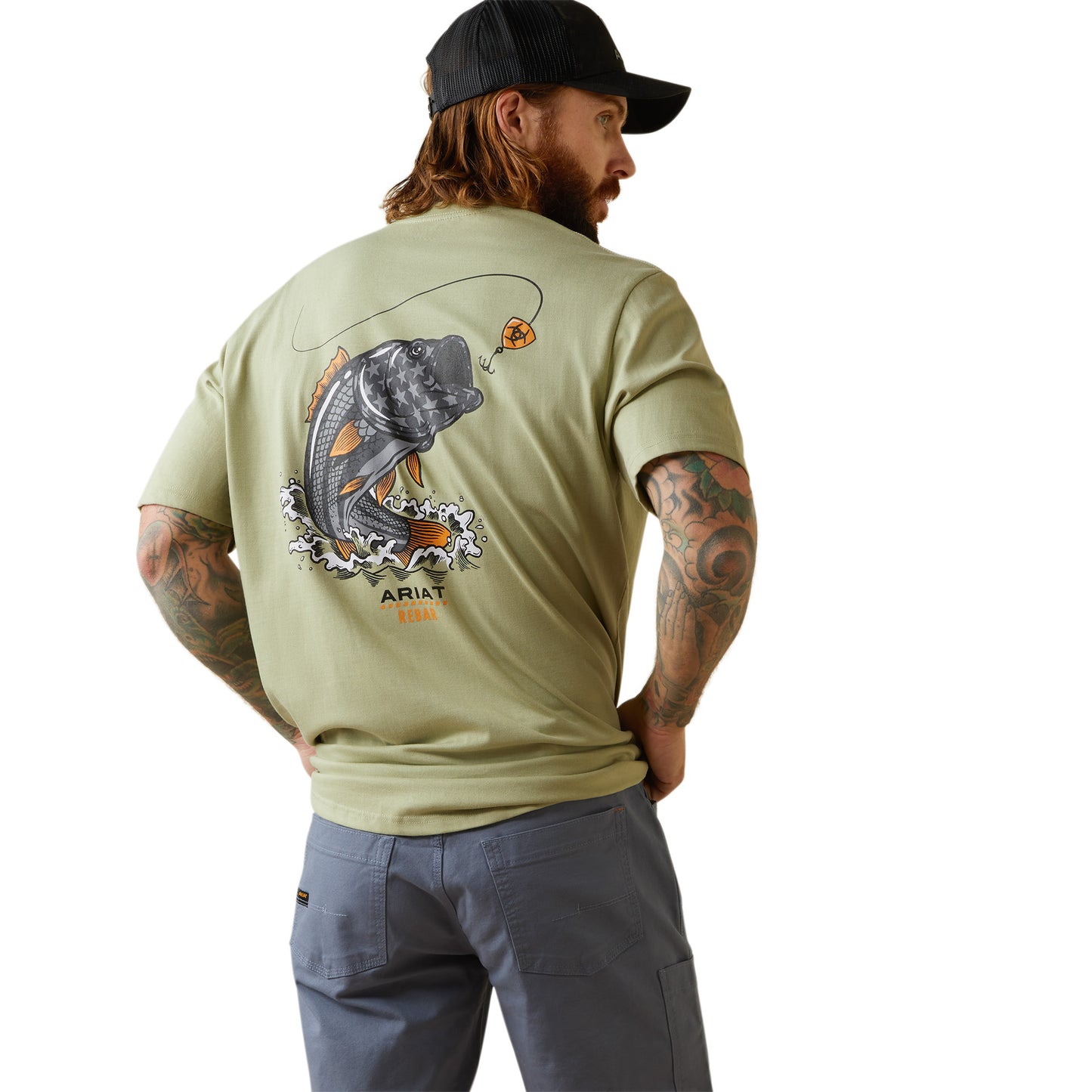 Ariat® Men's Rebar Cotton Strong American Desert Sage Heather T-Shirt 10043832