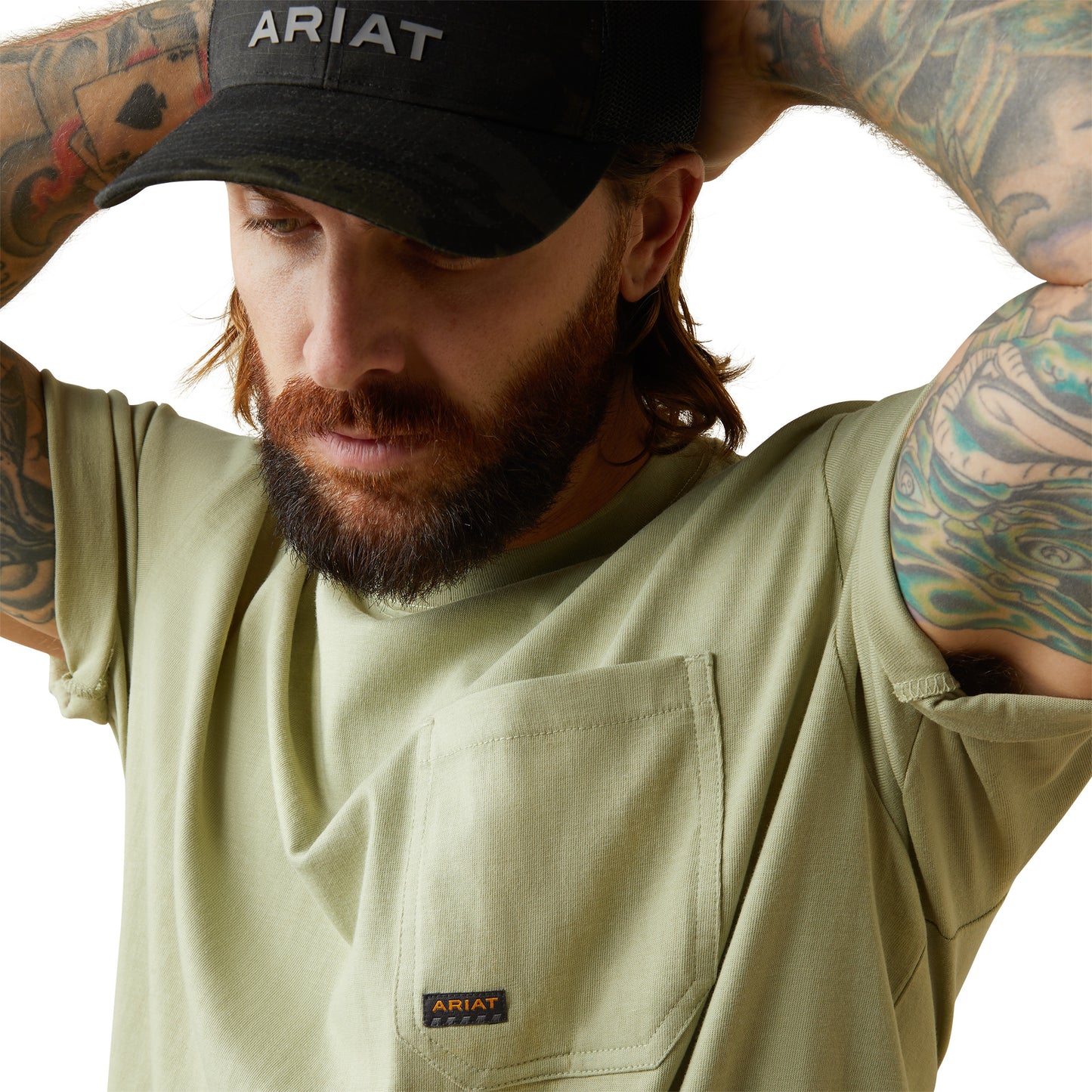 Ariat® Men's Rebar Cotton Strong American Desert Sage Heather T-Shirt 10043832