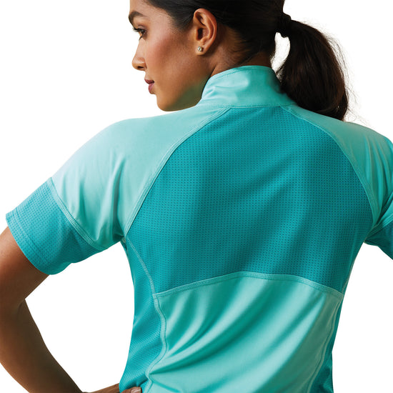 Load image into Gallery viewer, Ariat® Ladies Cambria Jersey 1/4 Zip Pool Blue Baselayer 10043470
