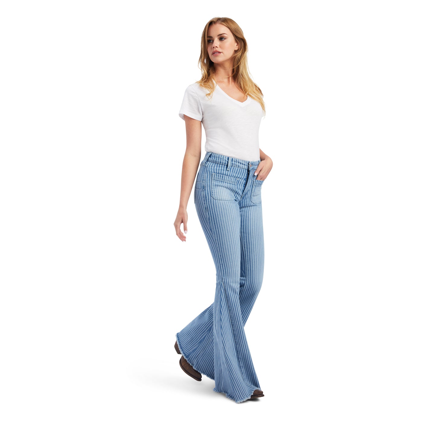 Ariat Ladies Laser Stripe Slim Light Wash Trouser Denim Jeans 10042601